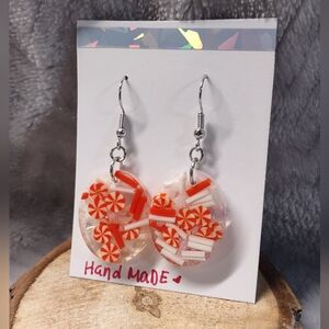 Festive Handmade Peppermint Sprinkle Resin Earrings